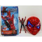 Avengers Spiderman Ağ Atan Eldiven+Işıklı Maske+18 cm Işıklı Figür 3 Lü Set - Renkli