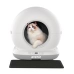 AVENİR AV-CB02W Akıllı Otomatik Kedi Tuvaleti, 75lt Hazne, 7lt Çöp haznesi, Ağırlık sensörlü + Elekli Kum Paspası Hediyeli (Gri), App Kontrol Koku Yapmayan Kum Kabı