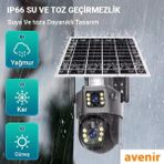 Avenir Av-M12 4G Sim Kartli 4Mp 2 Kamerali Solar Panelli Gunes Enerjili Ptz 360° Donebilen Kamera