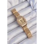 avensyy Gold Renk Zirkon Taşlı Kare Model Roma Rakamlı Retro Kadın Saat - TJ-BS3489