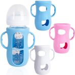Avent Natural cam bebek şişeleri için 3'lü paket silikon kılıf, bebek şişesi koruyucu kapak, kırılmaz biberon tutucu, aksesuar dış çapı 5 cm'den fazla şişe (L)
