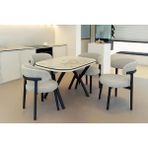 Avenza Living Gofret Masa Polo Sandalye Mutfak Seti (4 Sandalye + 70X120 Masa) - Beyaz Mermer - bej