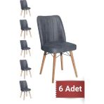 Avenza Living Kare Gold 6'lı Sandalye Mutfak Sandalyesi - Antrasit - Gri