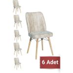 Avenza Living Kare Gold 6'lı Sandalye Mutfak Sandalyesi - Krem