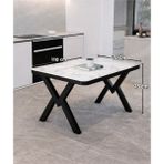 Avenza Living Modern 70X110 Yemek Masası | Minimal Tasarım Mutfak & Balkon Masası - Mermer Desen -Beyaz