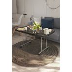 Avenza Living Tekerlekli Masa Orta Sehpa 60X100 Siyah Mermer Metal Ayak