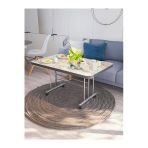 Avenza Living Tekerlekli Masa Orta Sehpa 70X110 Gri Mermer Metal Ayaklı