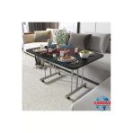 Avenza Living Tekerlekli Masa Orta Sehpa 70X110 Siyah Mermer Metal Ayak