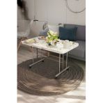 Avenza Living Tekerlekli Masa Orta Sehpa Beyaz Mermer 70X110 Cm Metal Ayak