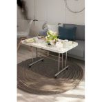 Avenza Living Tekerli Masa Orta Sehpa 70X110 Beyaz Mermermetal Ayak