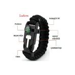 Aveo 1 Adet Çok Amaçlı Hayatta Kalma Bilekliği Survival Pusulalı Kamp Düdük Outdoor Kit Askeri
