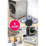 Aveo 4 Adet Gri Eşya Altlığı Çamaşır Bulaşık Makinası Buzdolabı Yükseltici Titreşim Önleyici