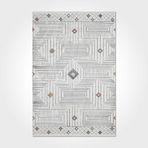 Averie Geometrik Gri Polyester Dikdörtgen Pamuk Makinada Yıkanabilir Kaymaz Taban Dijital Makine Baskı Salon Halı-I-Cr-İskandinav-3079PC-100x500