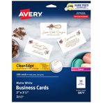 Avery Clean Edge Yazdırılabilir Kartvizitler, Emin Besleme Teknolojisi, 2" x 3.5", Beyaz, Lazer Yazıcılar için 200 Boş Kart (5871)
