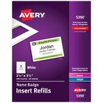 Avery İsim etiketi ekleri, baskı veya yazma, 6,4 x 8,9 cm, 400 kart dolumu (5390), beyaz