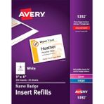 Avery Isim Rozet Uçları, Baskı Veya Yazma, 7 x 10 Cm, 300 Kart Stok Yedekleri (5392), Beyaz - Ana Renkler