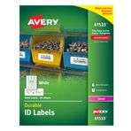 Avery Lazer Yazıcılar için Dayanıklı Beyaz Kaplama Kimlik Etiketleri, 0,67 x 1,75, 3000'li Paket (61533)