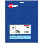 Avery Su Geçirmez Yağa Dayanıklı Film Etiketleri - Banyo ve Güzellik, Kavanozlar, 2" x 2" Kare, Lazer veya Pigment Baskı için, 120 Etiket (64503)
