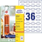 Avery Zweckform 360 şişe etiketi, kendinden yapışkanlı (40 x 20 mm, oval, çıkartma kavanozlar, baharat kavanozları, likör şişeleri için ideal, mutfakta el yapımı ürün. 5086) 10 yaprak beyaz