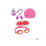 Avessa 3'lü 2670 Çocuk Gözlüğü Havuz Seti Yüzücü Gözlüğü Havuz Gözlüğü + Bone + Kulak Burun Tıkacı Pembe