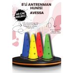 AVESSA 8' Li 40 cm Esnek ve Dayanıklı Fonksiyonel Delikli Huniler – Profesyonel Antrenmanların Vazgeçilmezi