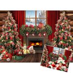 Avezano Kış Noel Fotoğrafçılığı Fon Rustik Ahşap Pencere Noel Ağacı Hediyeleri Arka Plan Bebek Çocuk Parti Dekorasyonları Portre Afiş Fotoğraf Stüdyo Donanımı (2,1 m x 1,5 m)