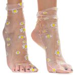 AVIAN LEGS Farsça Pembe Yarı Saydam Papatya Çorapları Kadın Modası Şeffaf Çoraplar - Kadınlar için File Çoraplar - Çiçekli Tül Çoraplar, Pembe, 37-40.5 EU