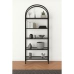 AVİBO HOME Bella 5 Raflı Kitaplık Dekoratif Aksesuar Rafı Mutfak Rafı Füme Cam