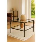 AVİBO HOME Valencia Siyah Yan Sehpa Dar Alanlar İçin Orta Sehpa 55"55"46 Şeffaf Cam