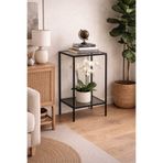 AVİBO HOME Vetra Metal Yan Sehpa Füme Cam 2 Katlı Cam Raflı Modern Dekoratif Saksı Standı 40x30 cm