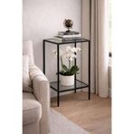 AVİBO HOME Vetra Metal Yan Sehpa Şeffaf Cam 2 Katlı Cam Raflı Modern Dekoratif Saksı Standı 40x30 cm