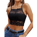 Avidlove Camilose Dantelli Crop Top Siyah Kadın Atlet