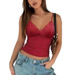 Avidlove Camilose Tank Tops Dantel V Yaka Kırmızı Kadın Sütyen