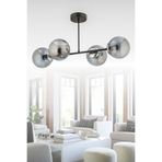 avimonaydınlatma HİRA 4'LÜ SİYAH FÜME GLOB CAMLI MODERN PLAFONYER SALON YEMEK MASASI ÜSTÜ AVİZE