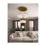 Avizade Eclıpse Modern 10'Lu Sarkıt Eskitme Metal Avize - Beyaz Renk Cam Küre, E27 Duy, Dekoratif Aydınlatma
