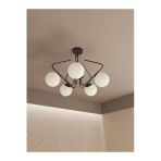 Avizade Lunor Cam Küre Başlıklı Modern 5'Li Avize – Salon Ve Oturma Odası Için
