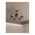 Avizade Lunor Eskitme Metal Füme Cam Küre Başlıklı Modern 5'Li Avize – Salon Ve Oturma Odası Için