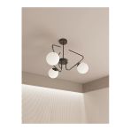 Avizade Lunor Siyah Metal Beyaz Cam Küre Başlıklı Modern 3'Lü Avize – Salon Ve Oturma Odası Için