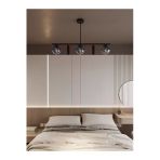 Avizade Siena Siyah Metal Gövdeli 5’Li Modern Avize–3 Füme Cam Küre Ve 2 Spot Işıklı Dekoratif Aydınlatma