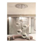Avizade Solis Enerji Tasarruflu-Yaprak Desenli-Modern Ve Lüks Krom- 3 Işıklı-5Li Tepsi Led Avize