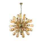 Avize Çarşısı Kirpi 42 Kollu Bal Rengi Ampül Camlı Gold Sarkıt Avize, BS.7434-58-42