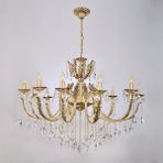 Avize Çarşısı Merit 12 Kollu Yapraklı Kristal Taşlı Gold Avize BS.0152-78-12 - Altın