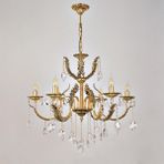 Avize Çarşısı Merit 6 Kollu Yapraklı Kristal Taşlı Gold Avize BS.0152-78-06