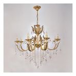 Avize Çarşısı Merit 8 Kollu Yapraklı Kristal Taşlı Gold Avize BS.0152-78-08