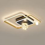 Avize LED Kare Ana Yatak Odası Kısılabilir Tavan Aydınlatması Işık Lüks Yuvarlak Top Cam Abajur Yaratıcılık Yuvarlak Tavan Lambası Romantik Akrilik Çerçeve Uzaktan Kumandalı Avize, Aydınlatma avize