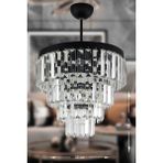 Avize Moda Linsa Kristal Cam Taşlı 35 cm Mat Siyah 4'lü Lüks Avize