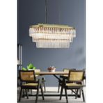 Avize Moda Linsa Kristal Cam Taşlı 70x30 cm Eskitme Renk 6'lı Yemek Masası Üstü Lüks Avize