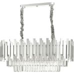 Avize Moda Sima Kristal Cam Taşlı Lüks 75x30 cm Gümüş Yaldız 6'lı Yemek Masası Üstü Avize