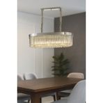 Avizemoda Desina 70x30'luk Kristal Taşlı Lüks Yemek Masası Üstü Avize - KROM Kaplama - 6