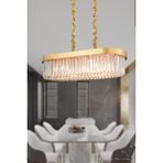 Avizemoda Desina 70x30'luk Kristal Taşlı Lüks Yemek Masası Üstü Avize - (sarı-yaldız) - Sarı Yaldız - 6
